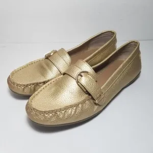 Bass Betsy loafers gold size 7.5 M buckle accent