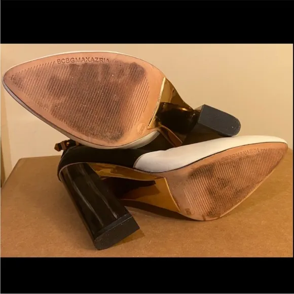 bcbgmaxazria black and white and gold heels shoes bcbg shoes high heels