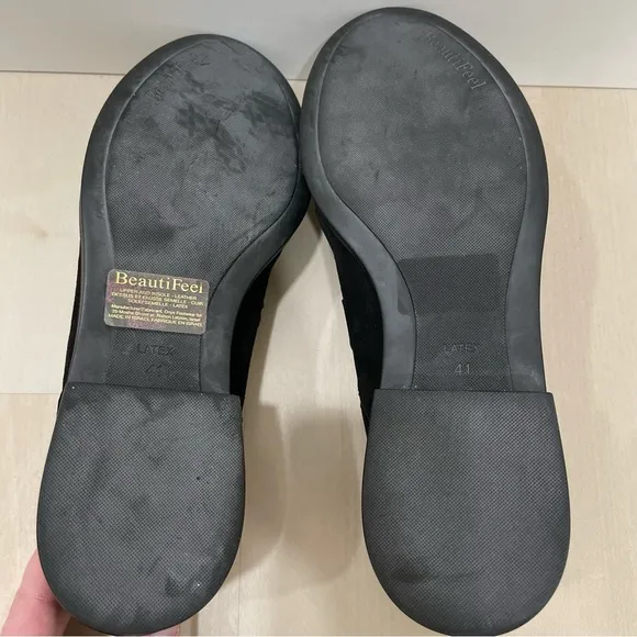 BeautiFeel Women's  41 Tera Black Oxford Shoes Suede Leather Velvet NO Insoles