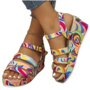 Beautiful colorful wedge sandals sz 10.5