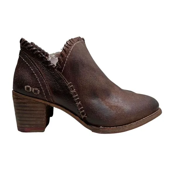 Bed Stu Womens Carla Ankle Boots Whipstitch Detail Stacked‎ Chunky Heel Sz 6.5M