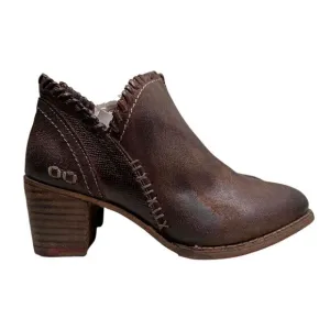 Bed Stu Womens Carla Ankle Boots Whipstitch Detail Stacked‎ Chunky Heel Sz 6.5M