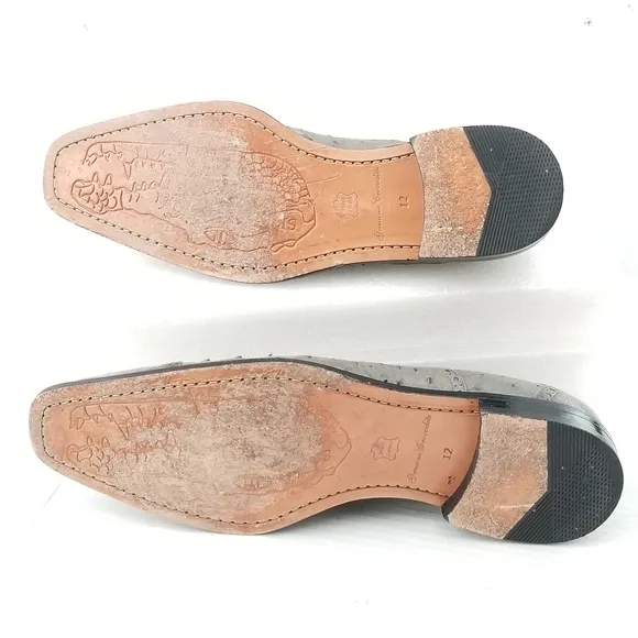 Belvedere Onesto II Grey Genuine Ostrich / Crocodile  Oxford Dress Shoes