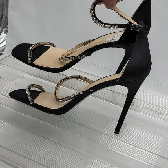 **BETSEY JOHNSON *BLUE ELISA* SQUARE TOE **SIZE 9.5* BLACK AND *DIAMONDS STUDS*