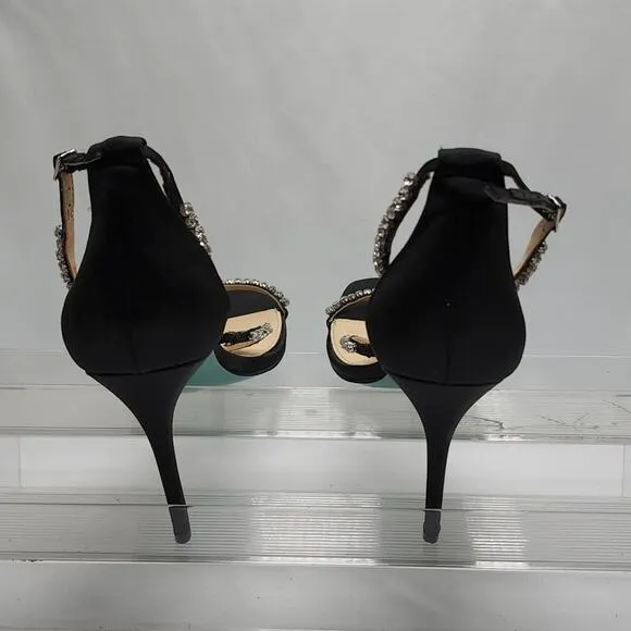 **BETSEY JOHNSON *BLUE ELISA* SQUARE TOE **SIZE 9.5* BLACK AND *DIAMONDS STUDS*