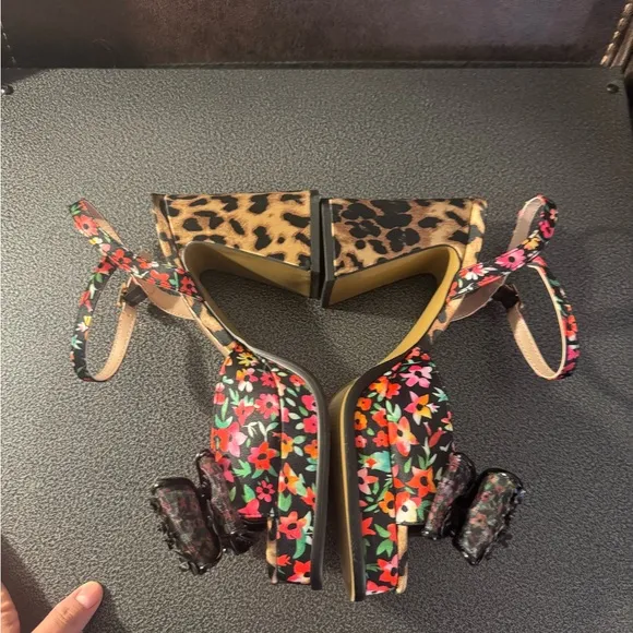 BetseyJohnson Colorful Floral and Leopard Print Women's Sandals