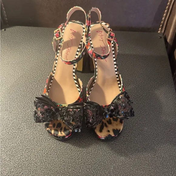 BetseyJohnson Colorful Floral and Leopard Print Women's Sandals