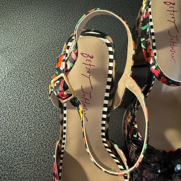 BetseyJohnson Colorful Floral and Leopard Print Women's Sandals
