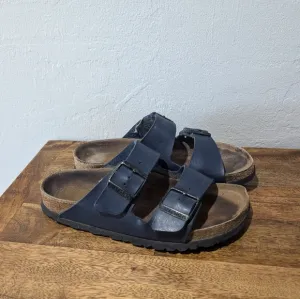 Betula Birkenstock Arizona Blue Leather Sandals 4 Slip Sandals size 38