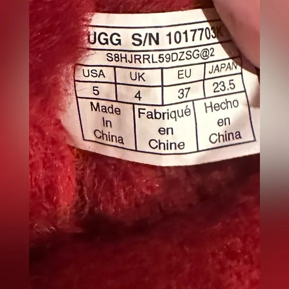 Big kids size 5 red ugg boots