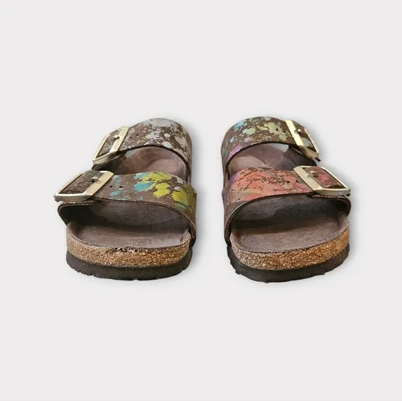 Birkenstock Arizona Flower Crush Paint Splatter Sandals RARE