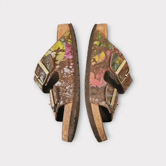 Birkenstock Arizona Flower Crush Paint Splatter Sandals RARE
