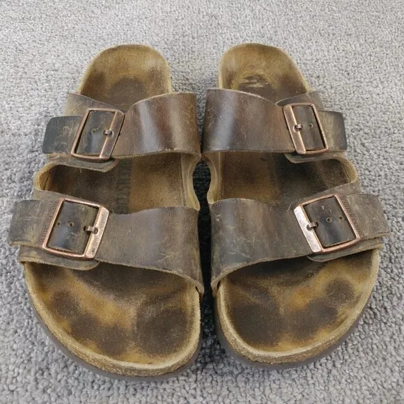 Birkenstock Arizona Habana Dark Brown Oiled Leather Sandals Mens Size 41 EU Shoe