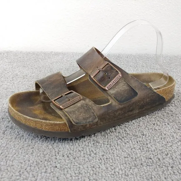 Birkenstock Arizona Habana Dark Brown Oiled Leather Sandals Mens Size 41 EU Shoe
