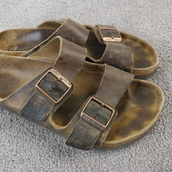 Birkenstock Arizona Habana Dark Brown Oiled Leather Sandals Mens Size 41 EU Shoe