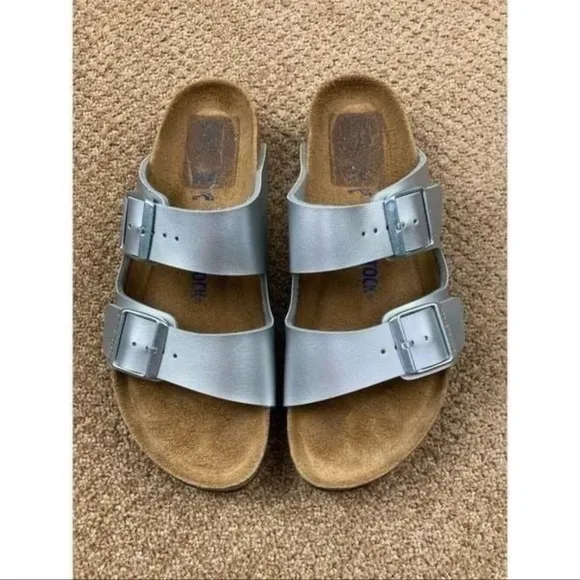 Birkenstock Arizona sandals in silver