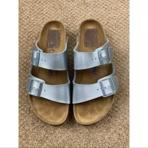 Birkenstock Arizona sandals in silver