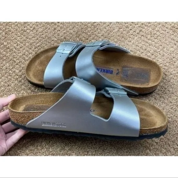Birkenstock Arizona sandals in silver