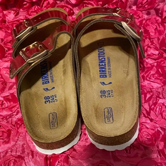 Birkenstock Arizona sandals metallic gold