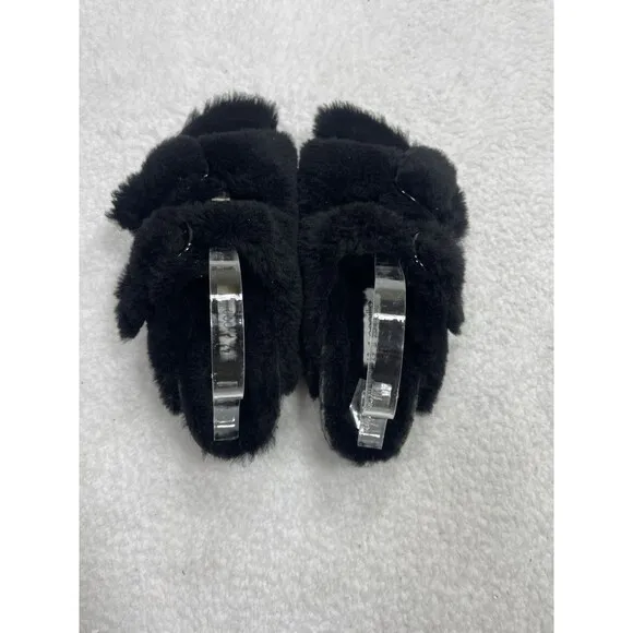 Birkenstock Arizona Sandals Women Black Big Buckle Shearling Teddy US 10 EU 41