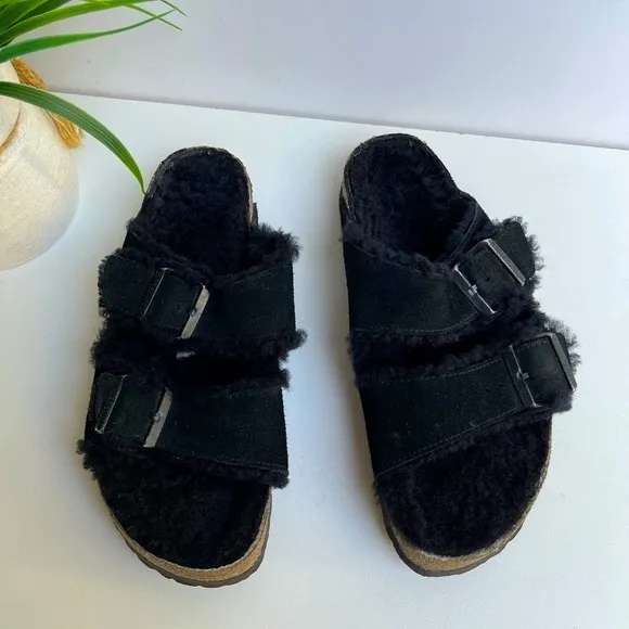 BIRKENSTOCK Arizona shearling fur black EU 38 US 7 - 7.5 Women