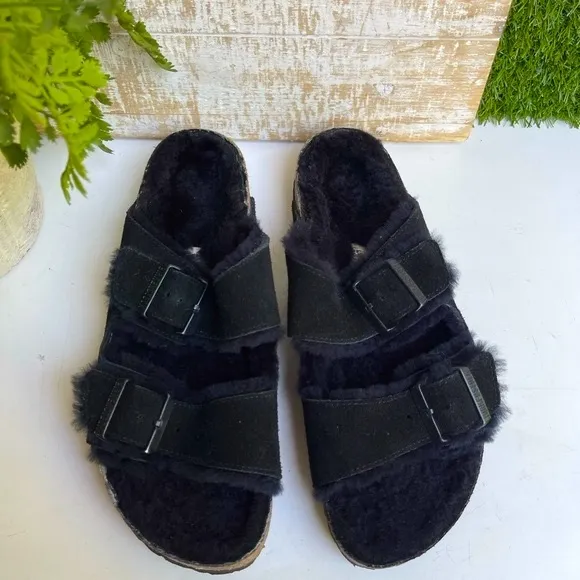 BIRKENSTOCK Arizona shearling fur black EU 38 US 7 - 7.5 Women