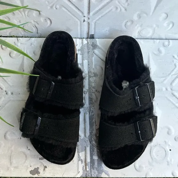 BIRKENSTOCK Arizona shearling fur black EU 38 US 7 - 7.5 Women