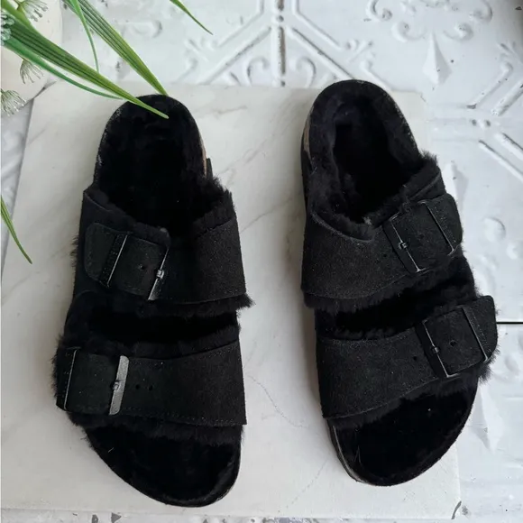 BIRKENSTOCK Arizona shearling fur black EU 38 US 7 - 7.5 Women