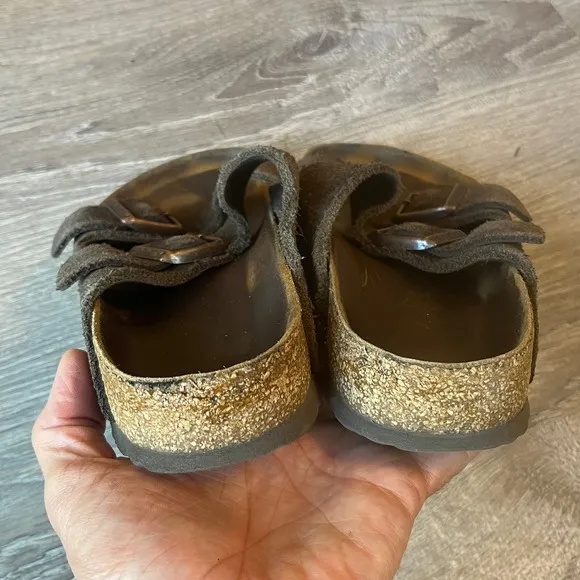 Birkenstock Arizona Slides Sandals Brown Suede Leather Womens 9 EU 40