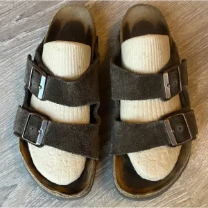 Birkenstock Arizona Slides Sandals Brown Suede Leather Womens 9 EU 40
