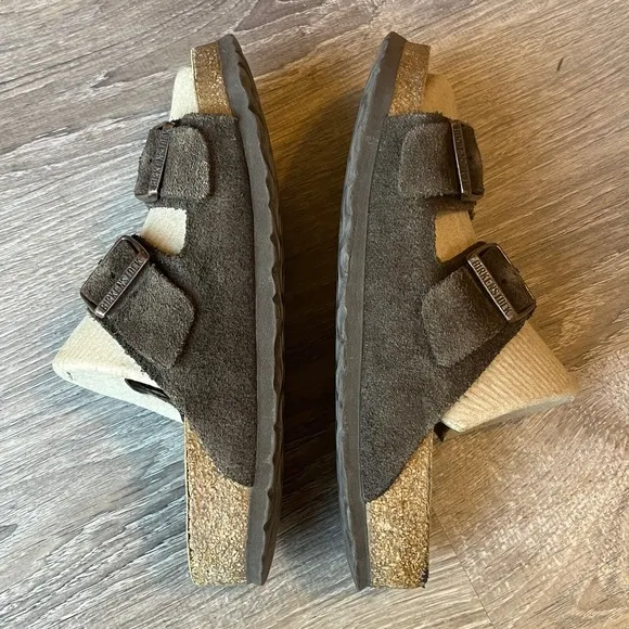 Birkenstock Arizona Slides Sandals Brown Suede Leather Womens 9 EU 40