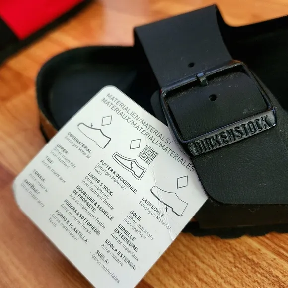 Birkenstock Arizona Split Red &amp; Black Colorblock Unisex Sandals size EUR 45 NWT