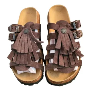 Birkenstock Betula Sandals Womens 3 Brown Suede Fringe Adjustable EUR 34 NWT