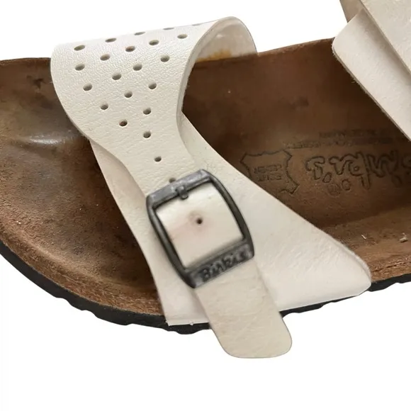 Birkenstock Birkies Freeport White Perforated Slip On Buckle Sandals 38 US 7