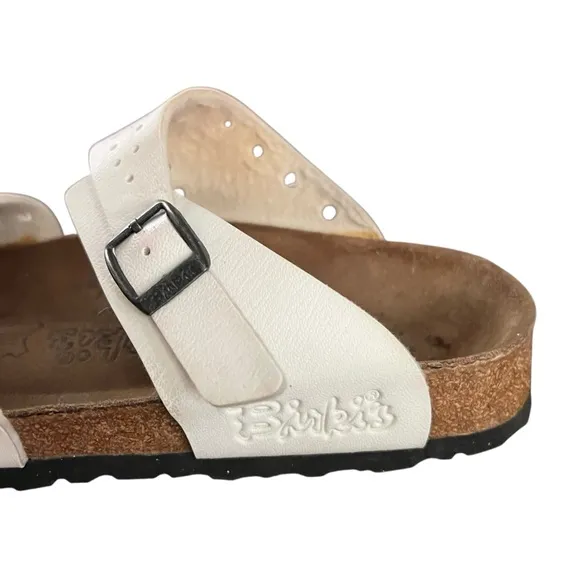 Birkenstock Birkies Freeport White Perforated Slip On Buckle Sandals 38 US 7