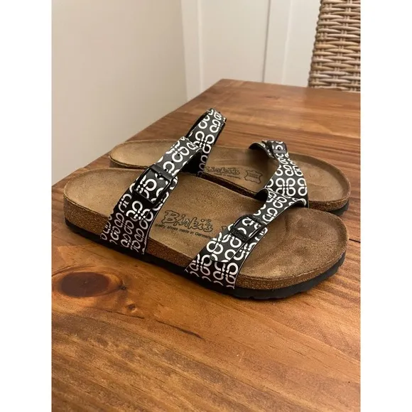 Birkenstock Birki’s Tahiti Black/White Geometric Sandals Sz 37 (6-6.5 US) GUC