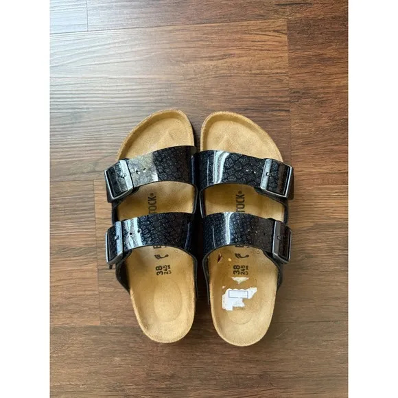Birkenstock Black Arizona Magic Snake-print Sandals