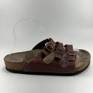 Birkenstock Florida 3 Buckle Sandals Womens Size 38 US Size 7-7.5 Red Leather