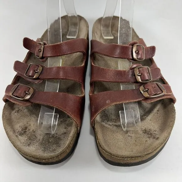 Birkenstock Florida 3 Buckle Sandals Womens Size 38 US Size 7-7.5 Red Leather