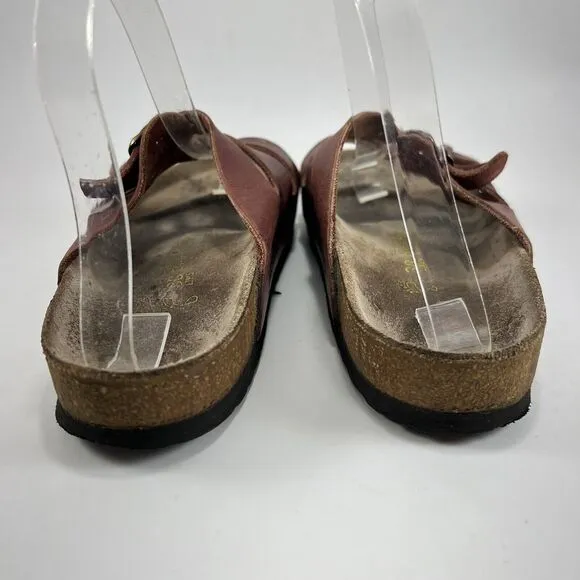 Birkenstock Florida 3 Buckle Sandals Womens Size 38 US Size 7-7.5 Red Leather