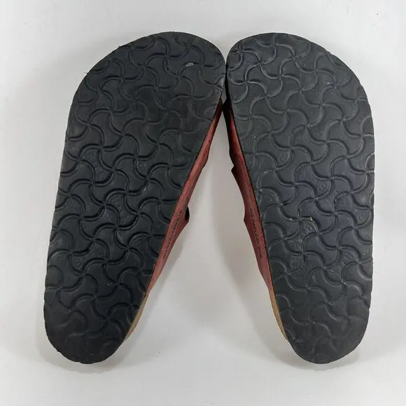 Birkenstock Florida 3 Buckle Sandals Womens Size 38 US Size 7-7.5 Red Leather