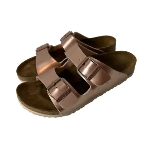 Birkenstock girls slide sandals patent leather Metallic Copper US 3-3.5 EU 34