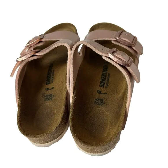 Birkenstock girls slide sandals patent leather Metallic Copper US 3-3.5 EU 34
