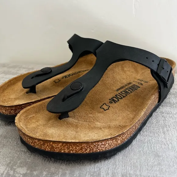 BIRKENSTOCK  Gizeh Birko-Flor Black Sandals Women’s Size 39