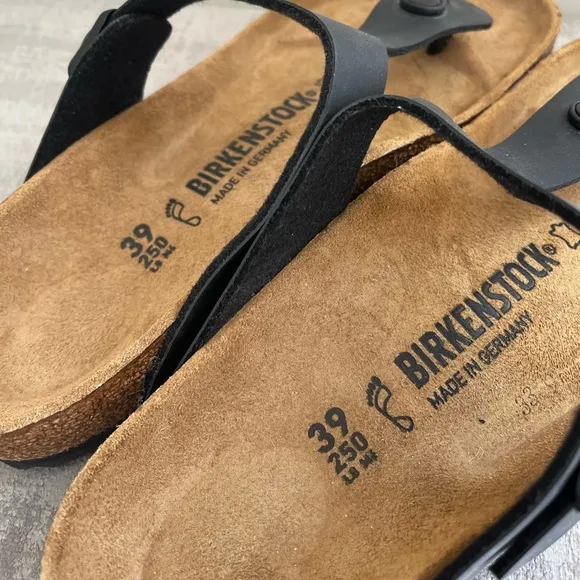 BIRKENSTOCK  Gizeh Birko-Flor Black Sandals Women’s Size 39