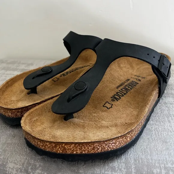 BIRKENSTOCK  Gizeh Birko-Flor Black Sandals Women’s Size 39