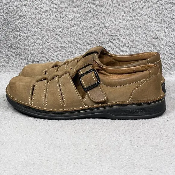 Birkenstock Madeira Womens Size 10 Narrow Fisherman Sandals Shoes Brown Leather