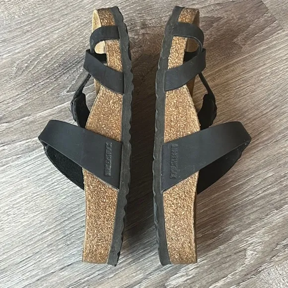 Birkenstock Mayari Slides Toe-Loop Sandals Black Birko-Flor Womens 6-6.5 EU 36