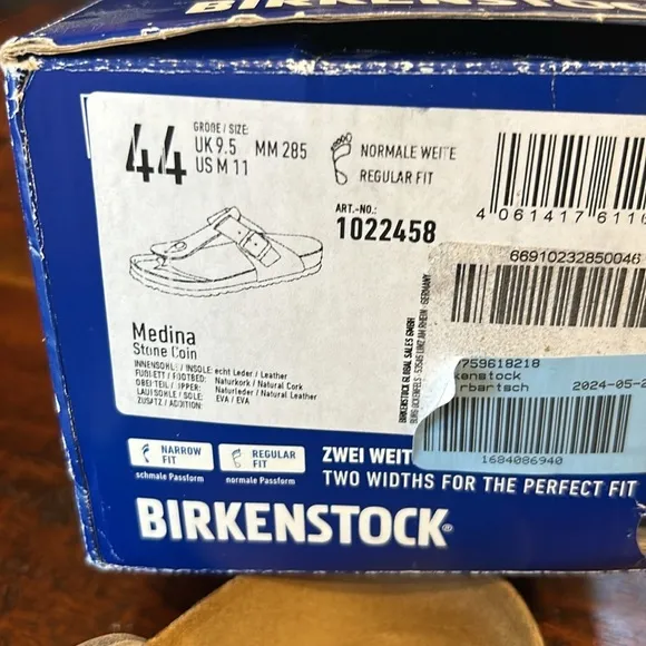 Birkenstock Medina Natural Leather Sandals in Stone Coin 44 US Men’s 11 NEW