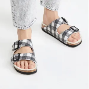 Birkenstock Men’s Shearling Plaid Sandals